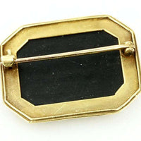 Reverse Carved Crystal Brooch in 18k yellow gold Depicting a Roman Scene