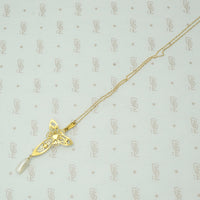 Stunning Krementz Gold & Pearl Lavalier Pendant