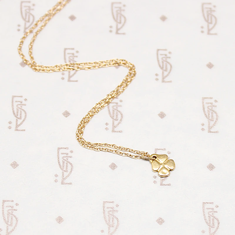 Tiny Lucky Charm Four Leaf Clover Necklace