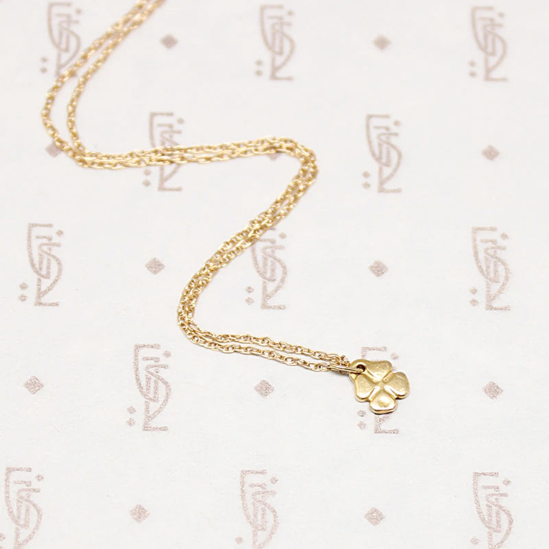 Tiny Lucky Charm Four Leaf Clover Necklace