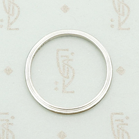 Sleek Grooved Vintage Platinum Band. Top view.