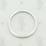 Sleek Grooved Vintage Platinum Band. Top view.