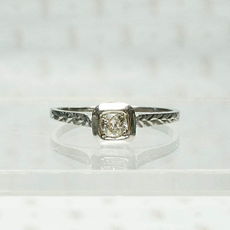 Otsby & Barton Diamond Solitaire with Herringbone Engraving