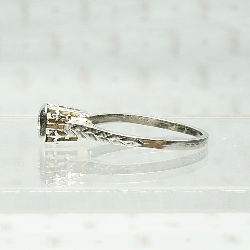 Otsby & Barton Diamond Solitaire with Herringbone Engraving, side view