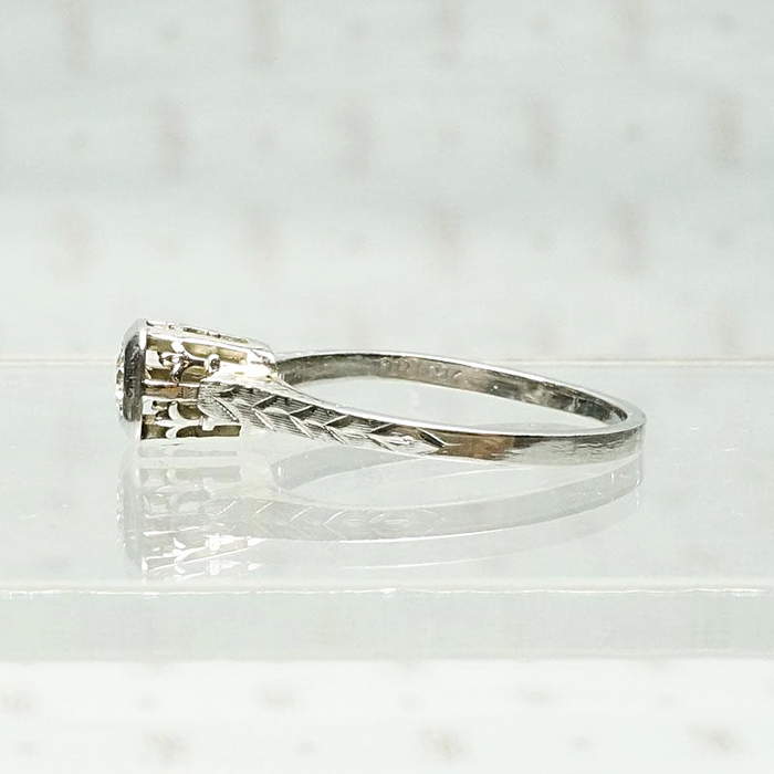 Otsby & Barton Diamond Solitaire with Herringbone Engraving, side view