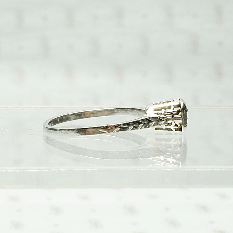 Otsby & Barton Diamond Solitaire with Herringbone Engraving, side view