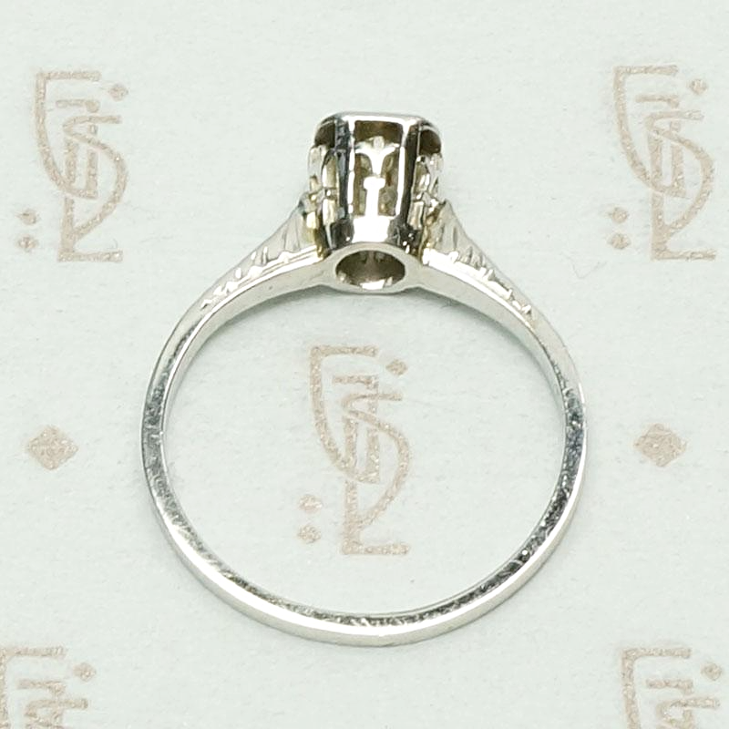 Otsby & Barton Diamond Solitaire with Herringbone Engraving, top view
