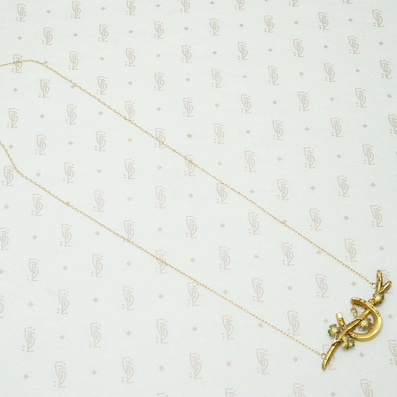 The Horseshoe and Branch Gold Necklace