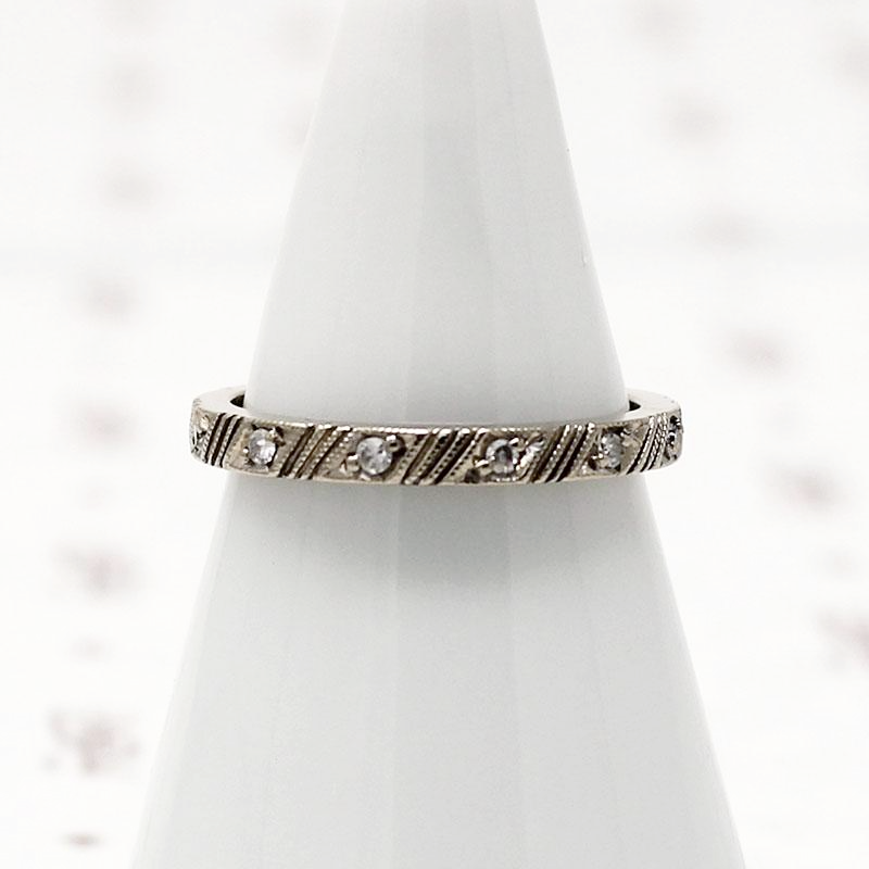 Deco 18k White Gold and Diamond Eternity Band