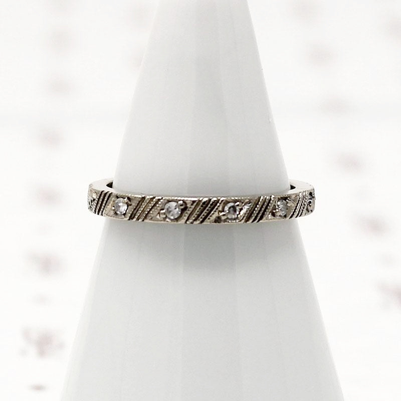 Deco 18k White Gold and Diamond Eternity Band