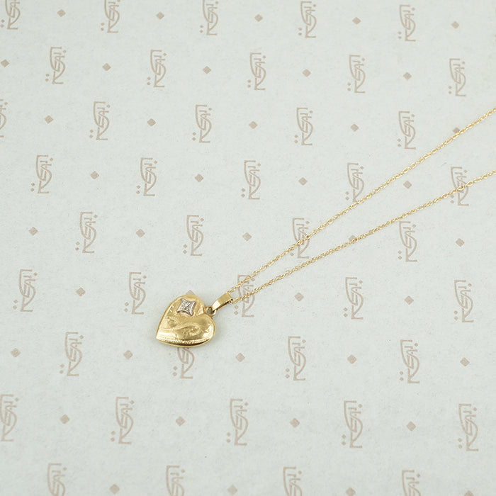Tiny Two-Toned Heart Locket with Diamond