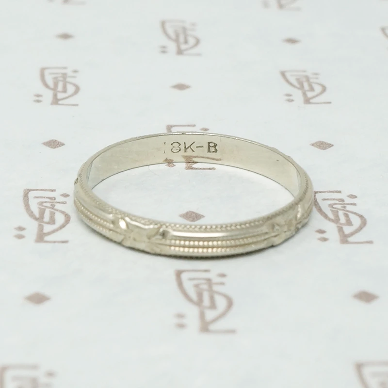 Forget Me Not White Gold Art Deco Band