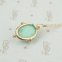 back view of 14k yellow gold amazonite pendant edwardian