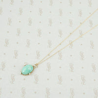 amazonite and pearl pendant in 14k gold