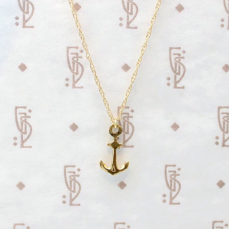 Sweet & Salty Tiny Gold Anchor Charm Necklace