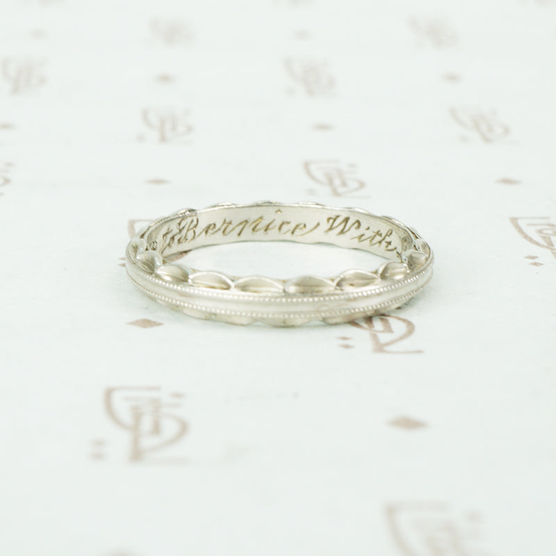 Fancy Scalloped Platinum 1940s Wedding Band