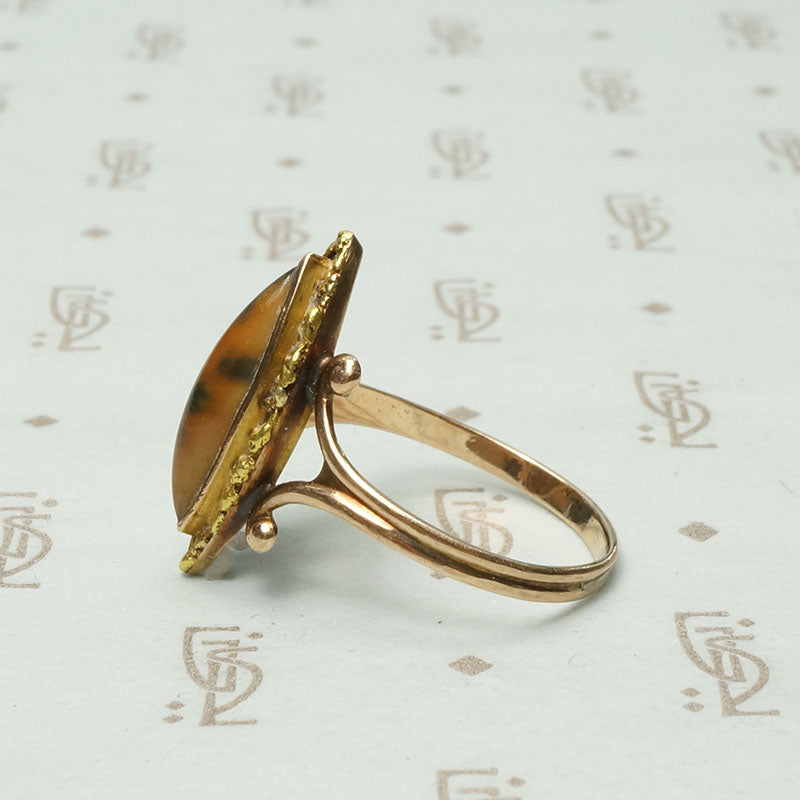 Alaskan Gold Rush Mastodon Tusk & Gold Nugget Ring
