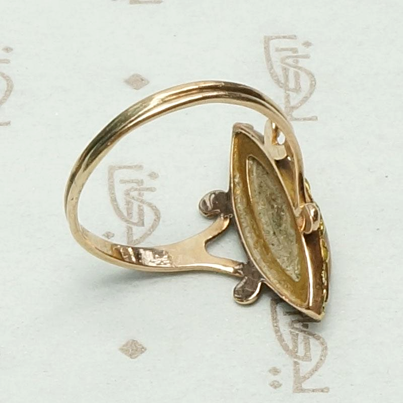 Alaskan Gold Rush Mastodon Tusk & Gold Nugget Ring, back view
