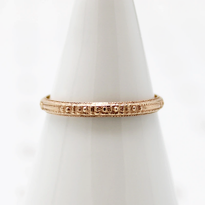 Floral NOS Rose Gold Wedding Band