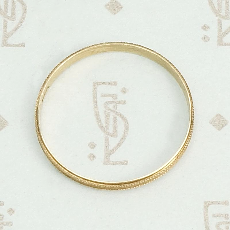 Milgrain Edges NOS 1930s Wedding Band, top view.