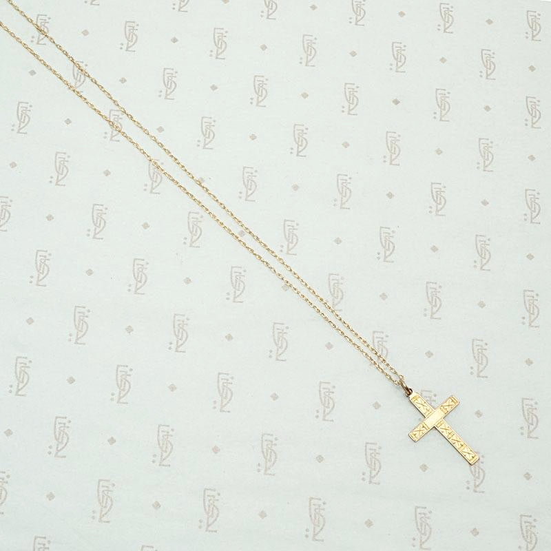 Stylized Forget Me Not Rose Gold Cross