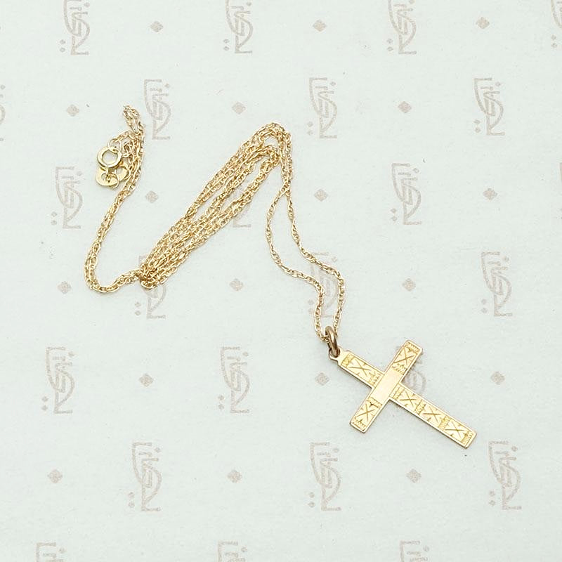 Stylized Forget Me Not Rose Gold Cross