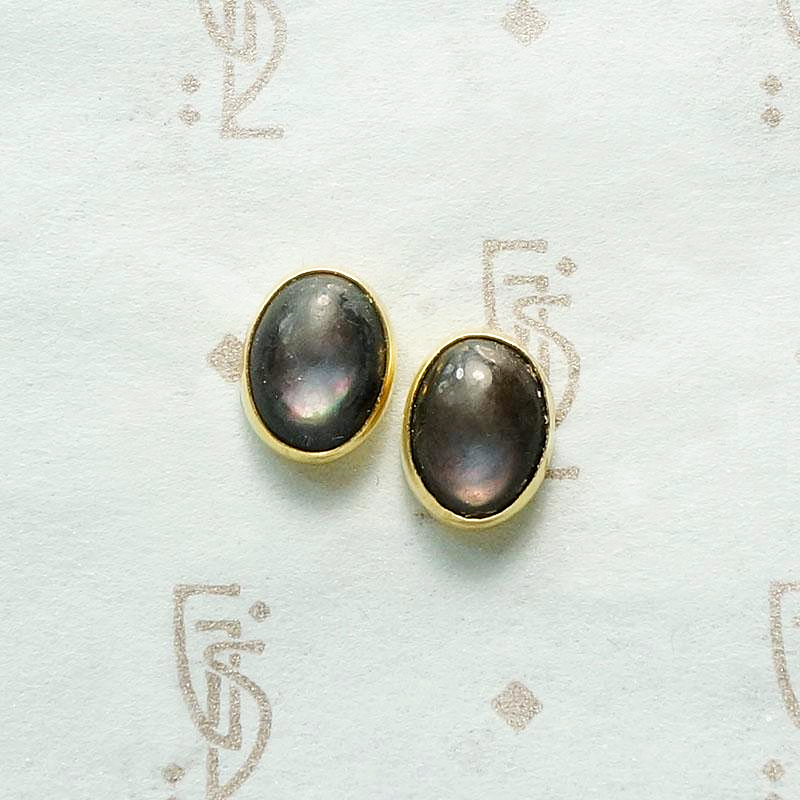 Dark Iridescence Labradorite Stud Earrings