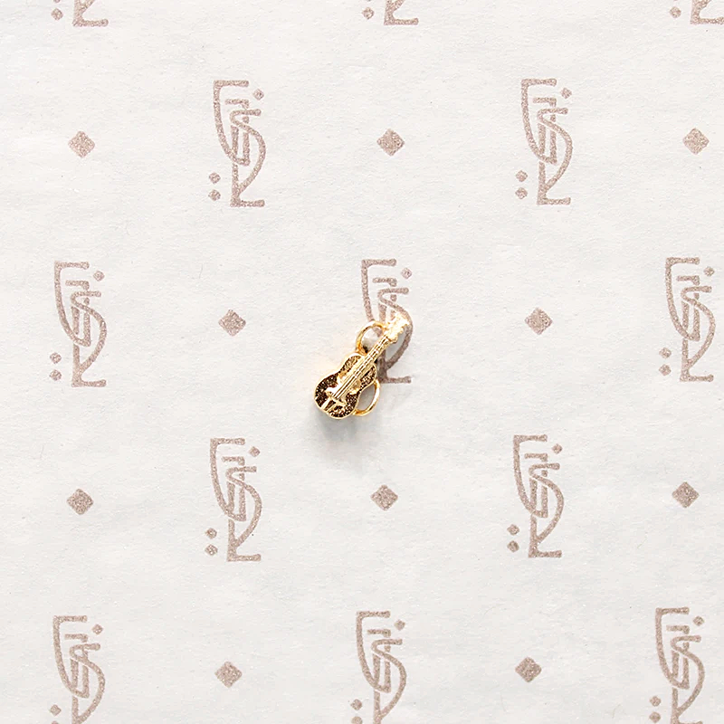 Adorable Gold Guitar Single Stud Earring