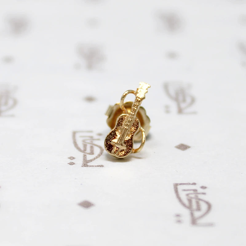 Adorable Gold Guitar Single Stud Earring