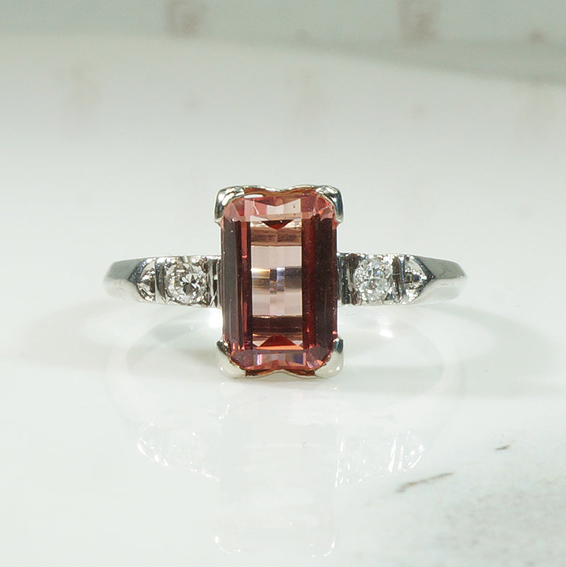 Imperial Topaz Platinum Diamond Engagement Ring