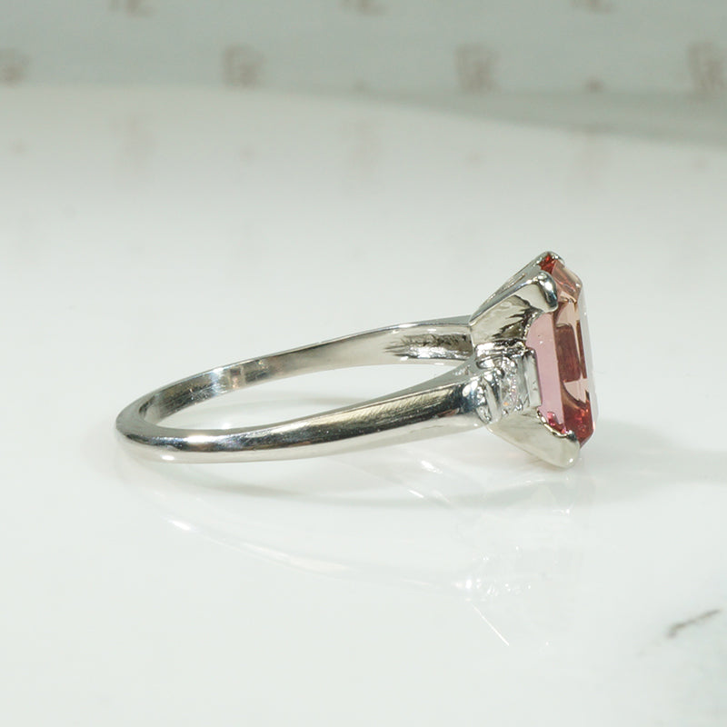 Imperial Topaz Platinum Diamond Engagement Ring