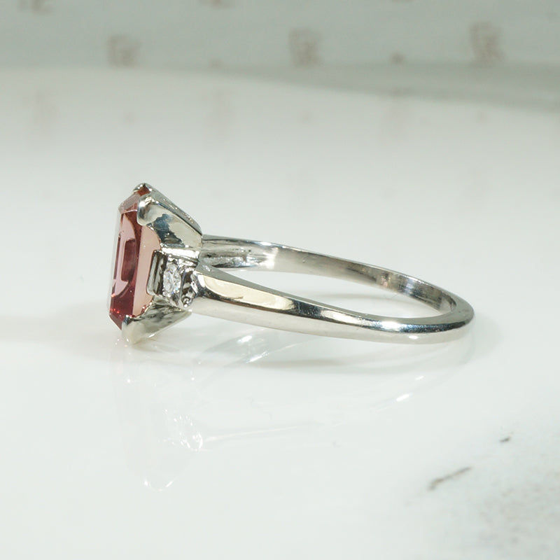 Imperial Topaz Platinum Diamond Engagement Ring