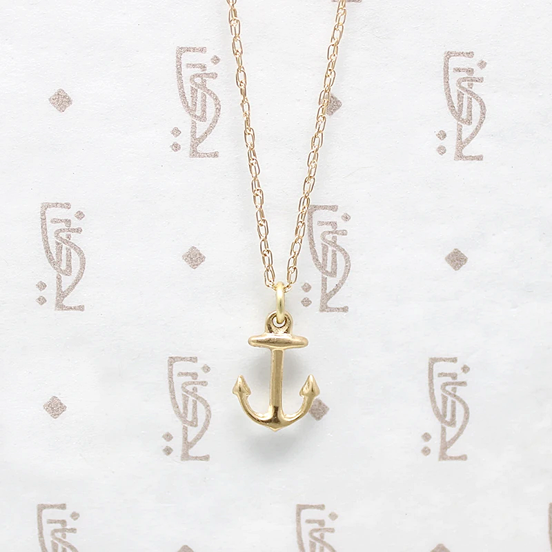 Nautical & Nice Tiny Gold Anchor Charm Necklace