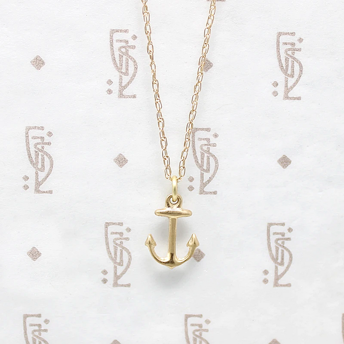 Nautical & Nice Tiny Gold Anchor Charm Necklace