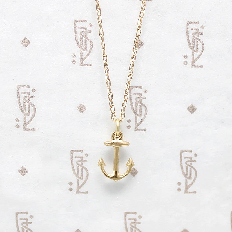 Nautical & Nice Tiny Gold Anchor Charm Necklace