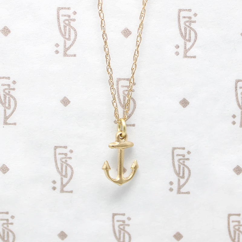 Nautical & Nice Tiny Gold Anchor Charm Necklace