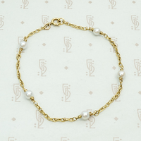 1960s Pearl & 18k Gold Rope Chain Bracelet