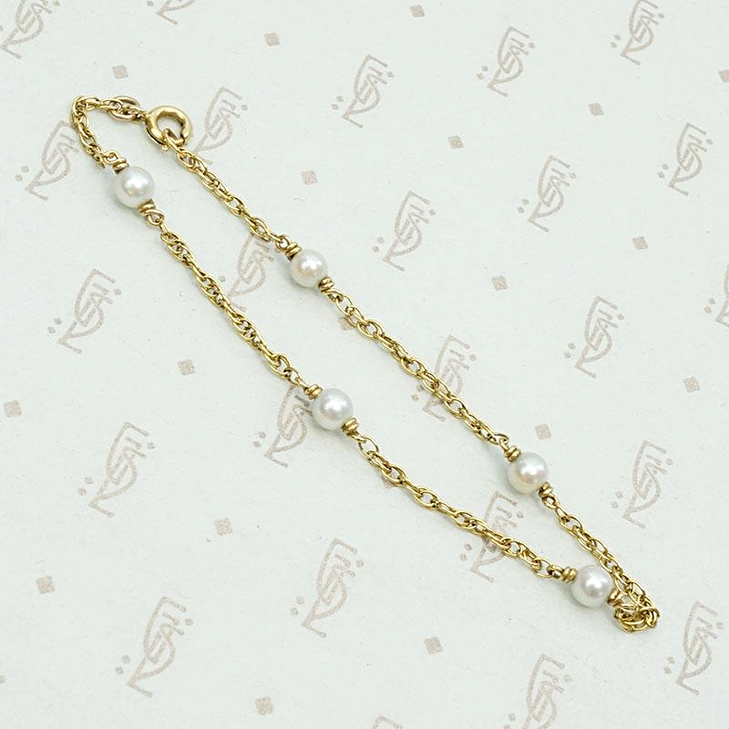 1960s Pearl & 18k Gold Rope Chain Bracelet
