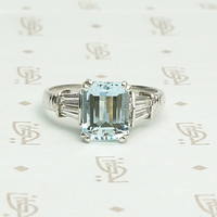 Elevated Classic 1940s Aquamarine Platinum Engagement Ring
