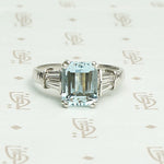 Elevated Classic 1940s Aquamarine Platinum Engagement Ring