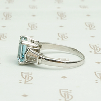 Elevated Classic 1940s Aquamarine Platinum Engagement Ring