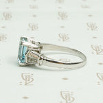 Elevated Classic 1940s Aquamarine Platinum Engagement Ring