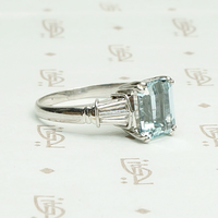 Elevated Classic 1940s Aquamarine Platinum Engagement Ring