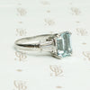 Elevated Classic 1940s Aquamarine Platinum Engagement Ring