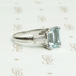 Elevated Classic 1940s Aquamarine Platinum Engagement Ring