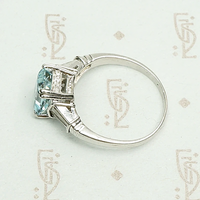 Elevated Classic 1940s Aquamarine Platinum Engagement Ring