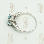 Elevated Classic 1940s Aquamarine Platinum Engagement Ring