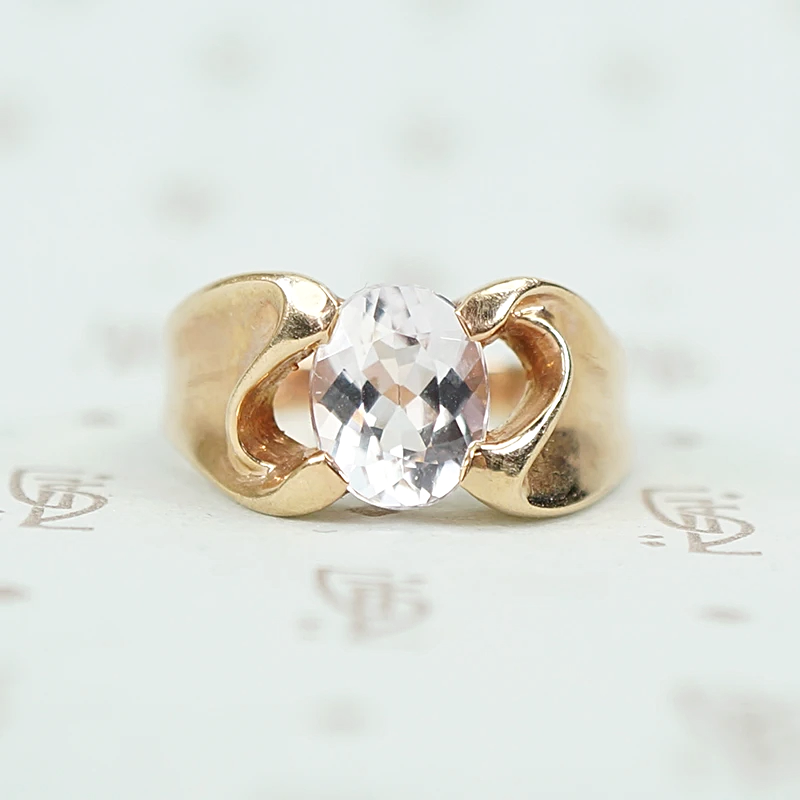 Midcentury Rosey Pink Kunzite Hug Ring