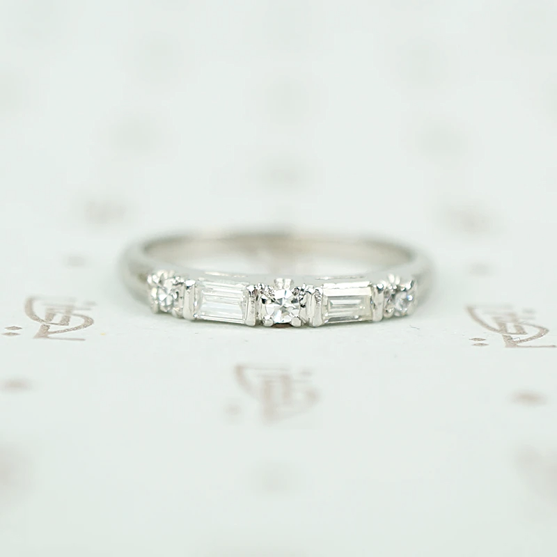 Perfect Round and Baguette Diamond Platinum Band