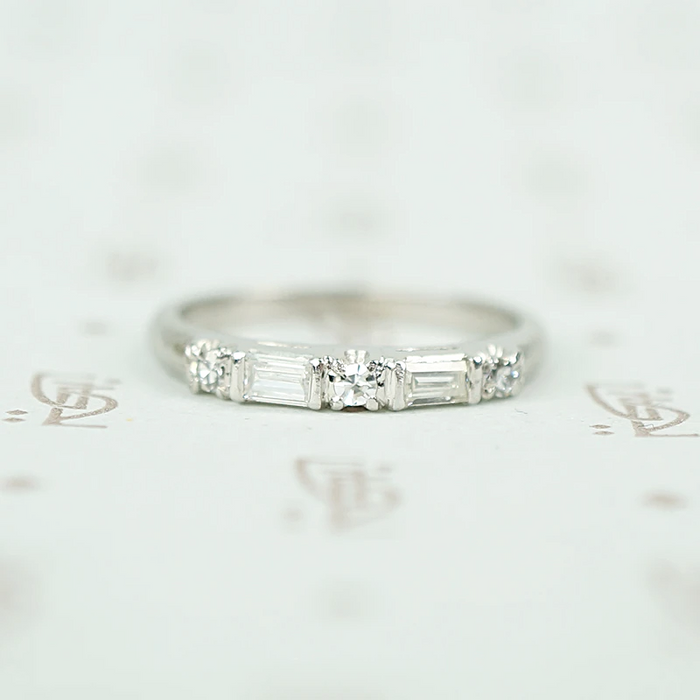 Perfect Round and Baguette Diamond Platinum Band